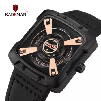 KADEMAN Роскошные Лидирующий бренд спортивные часы для мужчин военные из натуральной кожи ремешок водонепроницаемые наручные часы мужские модные часы