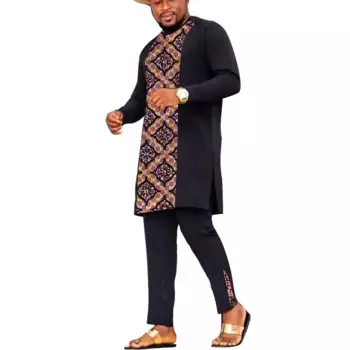 Кафтан, Нигерия, африканский мужской традиционный комплект одежды, высококачественная ткань с принтом, рубашка большого размера и брюки, роскошная одежда, костюм из двух предметов