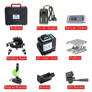 Kaitian 360 Зеленый Лазерный Уровень 4D 16 Линий