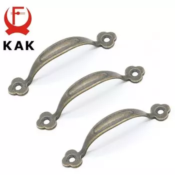 KAK 10 шт. винтажные бронзовые ручки для шкафа, античная бронза, ручки для ящика, деревянная ручка для коробки, ящик для хранения ювелирных изделий, мебельная ручка 80 мм
