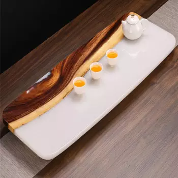Каменный поднос для чая с отделкой для кухни, Роскошный кухонный поднос из искусственного камня, настольный поднос для еды, гостиной, кухонные принадлежности YY50TT
