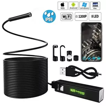 Камера-эндоскоп с Wi-Fi, 8 мм, 8 светодиодов, 1200P, МП