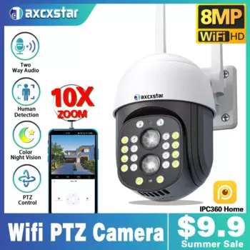 Камера Наружного видеонаблюдения, 4K, 8 Мп, PTZ, Wi-Fi