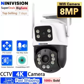 Камера Наружного видеонаблюдения, 4K, 8 Мп, PTZ, Wi-Fi