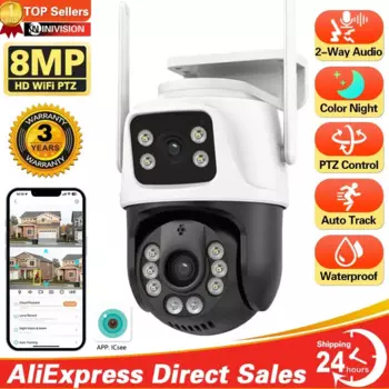 Камера Наружного видеонаблюдения, 8 Мп, 4K, PTZ, Wi-Fi