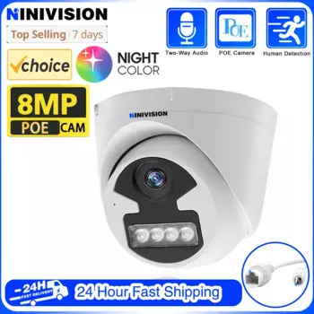 Камера Наружного видеонаблюдения, купольная камера безопасности, 4K, PoE, 8 Мп, цветное ночное видение, двустороннее аудио, для 10-канального видеорегистратора