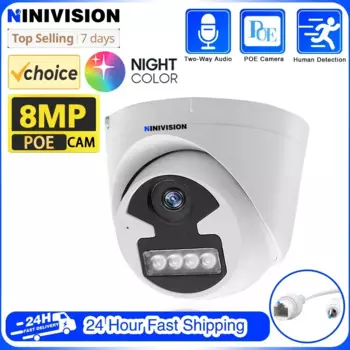 Камера Наружного видеонаблюдения, купольная камера безопасности, 4K, PoE, 8 Мп, цветное ночное видение, двустороннее аудио, для 10-канального видеорегистратора