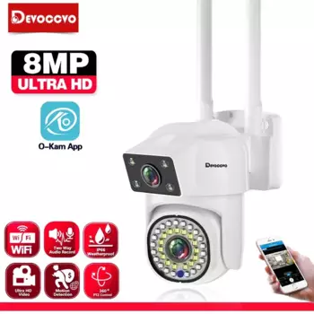 Камера Наружного видеонаблюдения с двойным экраном, 4K, 8 Мп, Wi-Fi, 2K, PTZ, IP66