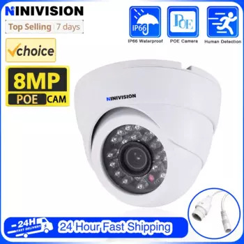 Камера видеонаблюдения, 4K, 8 Мп, H.265 + 48 В, POE, DC 12 В