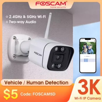 Камера видеонаблюдения FOSCAM 5 Мп 3K QHD, 2,4 ГГц, Wi-Fi