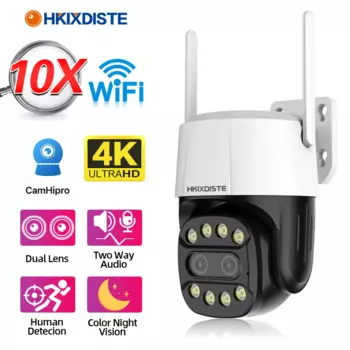 Камера видеонаблюдения HD, 8 Мп, 4 МП, двойной объектив