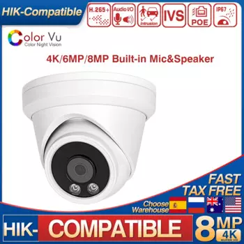 Камера видеонаблюдения Hikvision, совместимая с ИК-датчиком, 6 МП, 8 МП