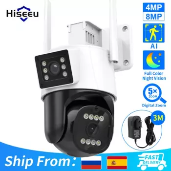 Камера видеонаблюдения Hiseeu 4K, 8 Мп, Wi-Fi, 4-кратный цифровой зум