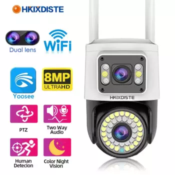 Камера видеонаблюдения HKIXDISTE 4K, 8 Мп, PTZ, Wi-Fi, ИИ-датчик присутствия, 4 МП