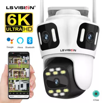 Камера видеонаблюдения LS VISION, 12 Мп, 3 экрана, Wi-Fi, 6K, PTZ