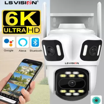 Камера видеонаблюдения LS VISION, 6k, Wi-Fi, 3 объектива, три экрана