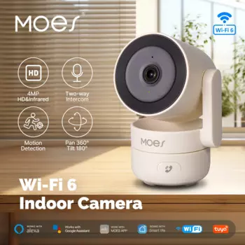 Камера видеонаблюдения MOES Tuya, Wi-Fi, 6 дюймов, 4 МП, HD, ИК, ночное видение
