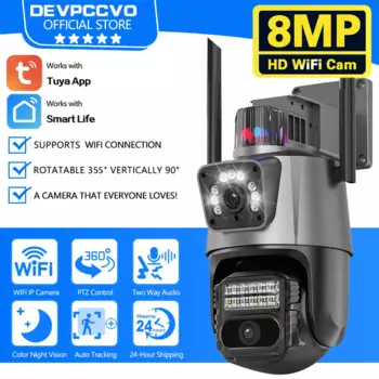 Камера видеонаблюдения с 2 объективами, 4K, 8 Мп, Wi-Fi