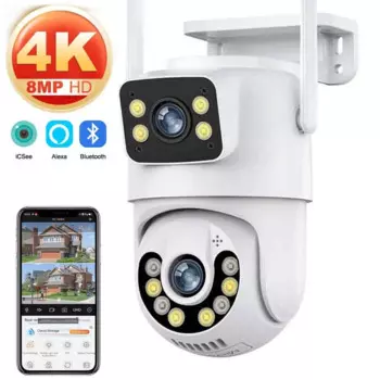 Камера видеонаблюдения с двойным экраном, 4K, 8 Мп, Wi-Fi, PTZ, IP66