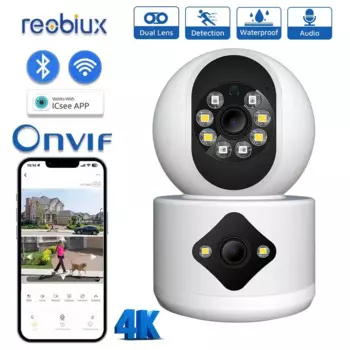 Камера видеонаблюдения с двойным объективом, 4 МП, Wi-Fi