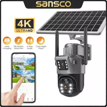 Камера видеонаблюдения SANSCO 4K, 8 Мп, на солнечной батарее