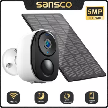 Камера видеонаблюдения SANSCO, 5 МП, 110 °, на солнечной батарее