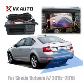 Камера динамической траектории Canbus для Skoda Octavia A7 5E 2015 ~ 2019, резервная камера для парковки, работающая с блоком Factoy MIB2