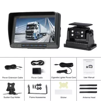 Камера заднего вида Podofo, 7 дюймов, IPS HD дисплей, беспроводная, на солнечной батарее, с поддержкой DVR, циклическая запись, камера 1080P