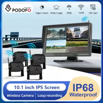 Камера заднего вида Podofo, экран 10,1 дюйма, водостойкая, IP68, 2/4 камер