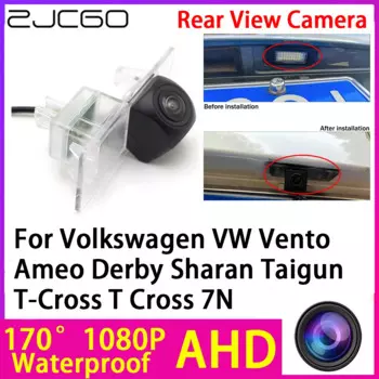Камера заднего вида ZJCGO AHD 1080P с ночным видением для Volkswagen VW Vento Ameo Derby Sharan Taigun T-Cross T Cross 7N