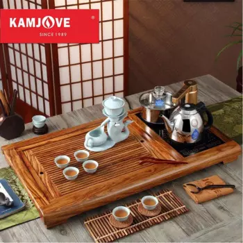KAMJOVE-R800 Чайный поднос из розового дерева, Резьба по дереву, Чайная машина, Интеллектуальная чайная арт-печь, Целый чайный сервиз
