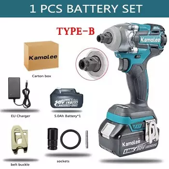 Kamolee 520N.m Бесщёточный Ударный Гайковерт 1/2", 1/4" для Makita 18В