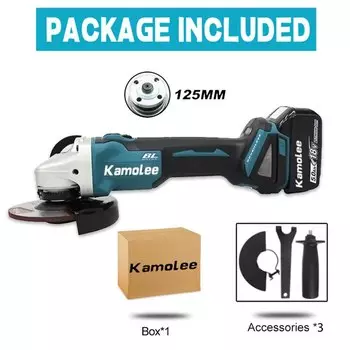 Kamolee Аккумуляторная угловая шлифовальная машина синяя 18В