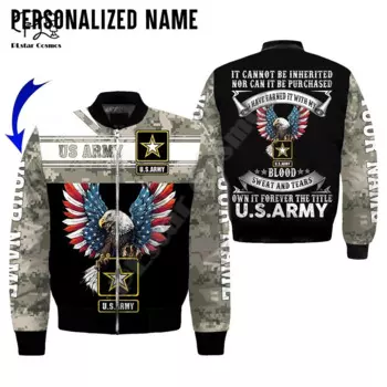 Камуфляжные костюмы PLstar Cosmos в стиле армии США с орлом, ветровка в винтажном стиле, уличная одежда, Мужская/женская зимняя куртка-бомбер с принтом 3