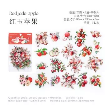 Канцелярские наклейки Amengguo цветок и фрукты 40 шт