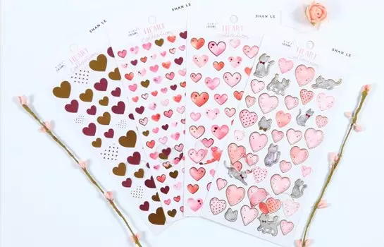 Канцелярские наклейки Amengguo розовые