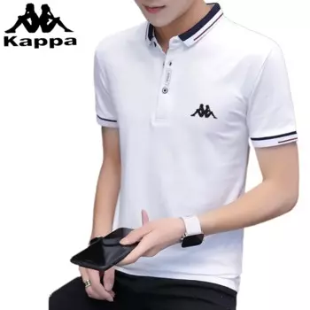 Kappa Летняя футболка с короткими рукавами Мужская одежда Новая рубашка ПОЛО Тонкая хлопковая футболка с короткими рукавами Повседневная трендовая деловая футболка ПОЛО Топы
