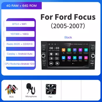 Kapud 8 "Android 12 Автомобильный радиоприемник Мультимедийный плеер Стерео 360 Камера для Ford Focus 2 Kuga Fiesta Mondeo C-Max Carplay AUTO BT GPS