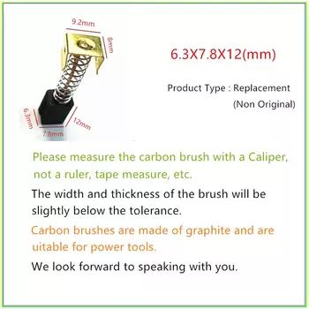 10 шт., карбоновые щетки 6,3x7,8x12 мм 596071-00 для электродвигателей Black Decker CD105 CD110 CD115 KG900