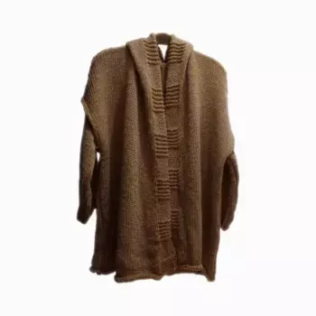 Кардиган с капюшоном, 2 цвета, хлопковая пряжа, ручная вязка, цвет коричневый