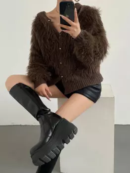 Кардиган женский с капюшоном, на осень и зиму