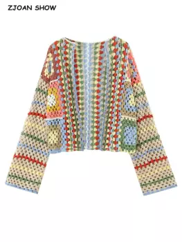 Кардиган женский вязаный крючком без пуговиц, разных цветов