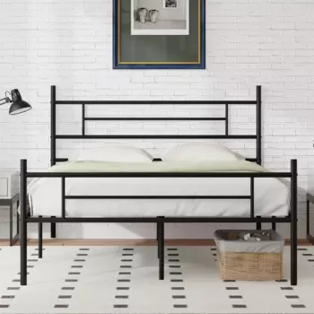 Каркас кровати Novilla Queen Size с изголовьем и изножьем, 14-дюймовый металлический каркас кровати на платформе, местом для хранения под кроватью, прочные металлические рейки