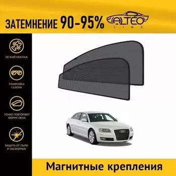 Каркасные автошторки ALTEO PREMIUM на Audi A8 (D3) рестайлинг (2005-2009) седан на передние двери