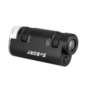 Карманный микроскоп SONY SV603 с бесступенчатым увеличением 60x-120x, Запуск с помощью одной клавиши, Портативный ручной микроскоп для ДЕТЕЙ на открытом воздухе