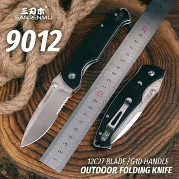 Карманный складной нож SANRENMU 9012, лезвие 12c27, рукоятка G10, портативный инструмент для кемпинга, рыбалки, охоты, выживания, для повседневного использования, ножи SRM