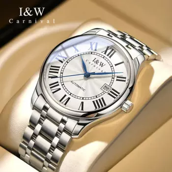 КАРНАВАЛ Механические часы Бренды Роскошный сапфировый календарь MIYOTA Механизм Автоматические наручные часы Водонепроницаемые для мужчин Montre Homme