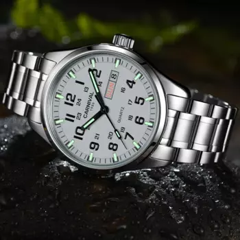 Карнавальные брендовые модные кварцевые наручные часы для мужчин, роскошные светящиеся военные часы из нержавеющей стали, водонепроницаемые часы Reloj Hombre