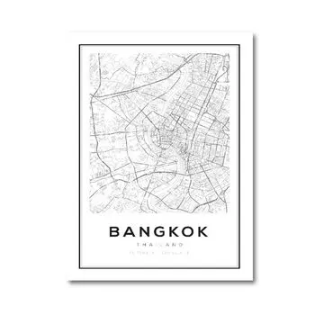 Карта Бангкока на холсте Duknow Style