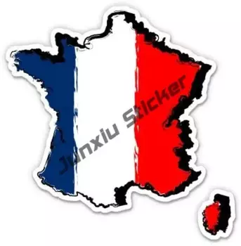 Карта Франции, флаг, автомобильная наклейка, солнцезащитный крем, водостойкий светоотражающий декор автомобиля, автомобильные аксессуары, национальный флаг, клейкая наклейка KK10cm